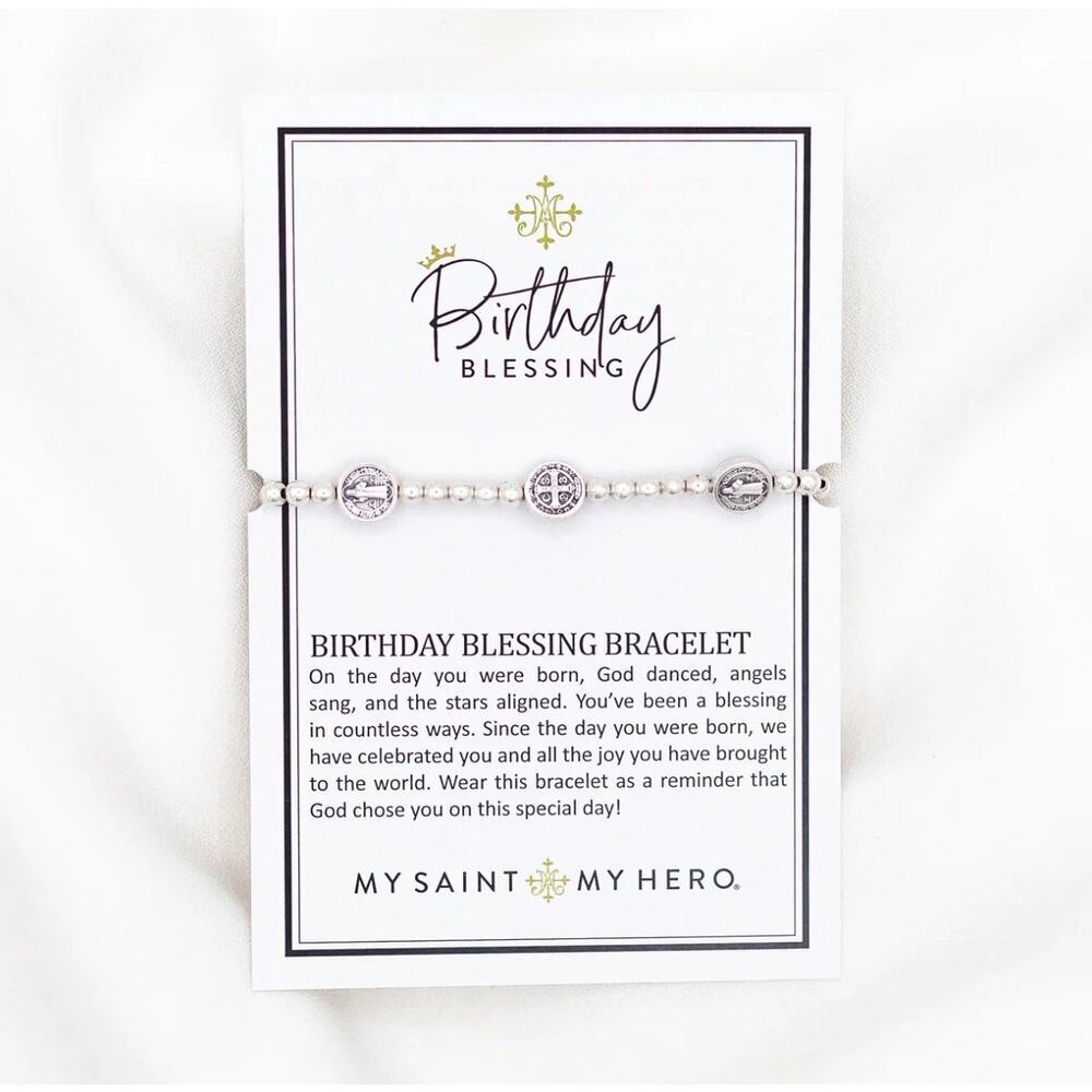 Birthday Gift Set Blessing Bracelet Silver Benedictine Druzy Earrings Spiritual